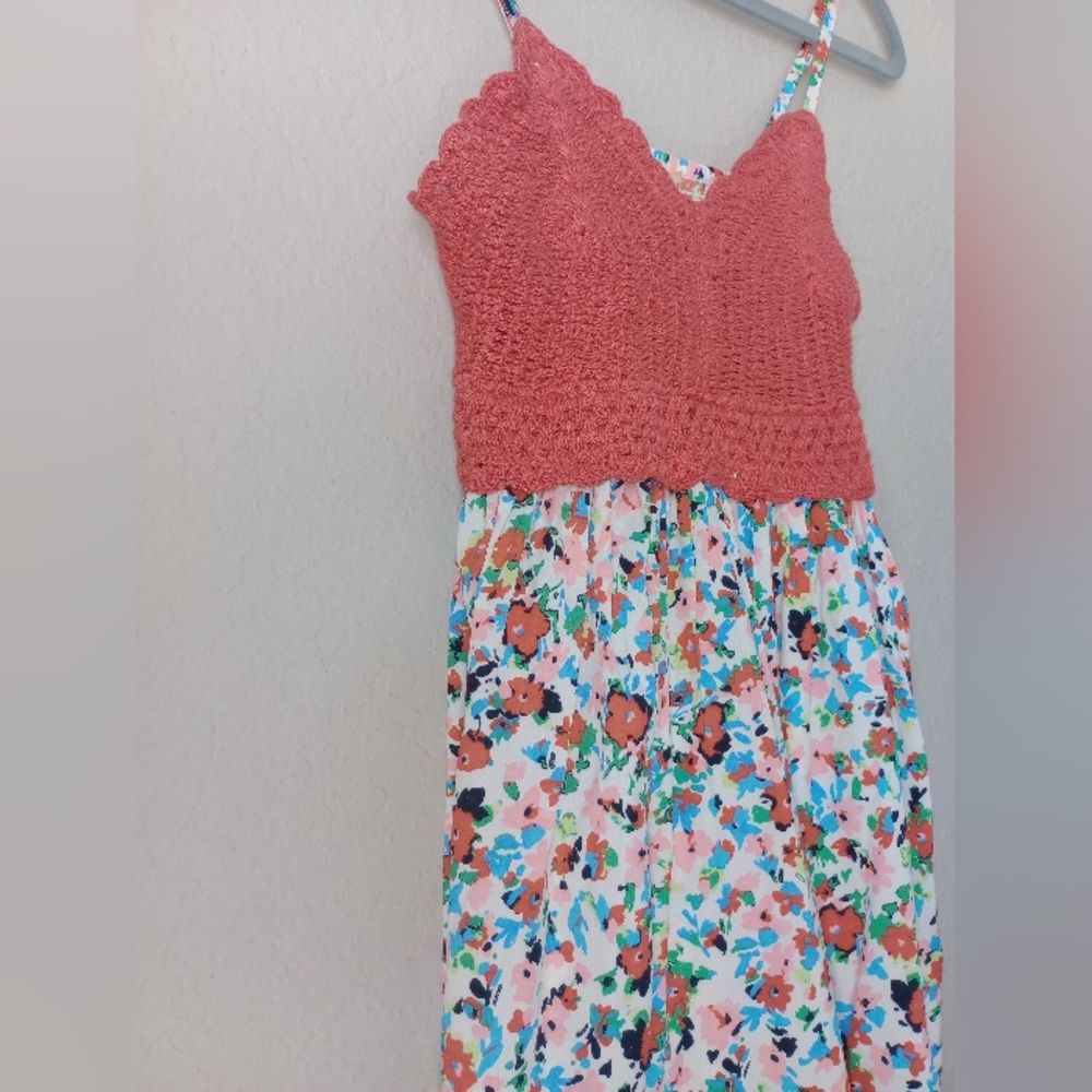 BOG Collective Coral Crochet Top with Multicolor Pattern - Picture 3 of 8